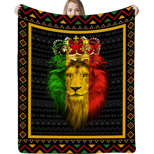 This Juneteenth Blanket is the perfect way to show your support for the Black Lives Matter movement. Featuring a lion with a crow print, this plush throw blanket provides warmth and comfort. Celebrate Juneteenth or give as a meaningful gift to someone special.