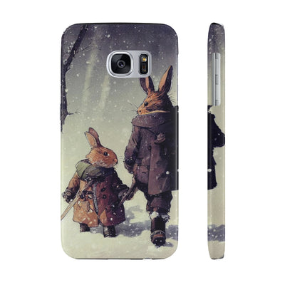 Rabbits in adventurer Phone Case, Rabbit walk in the snow Phone Cases, Case-Mate