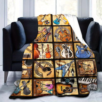 Guitar Pattern Flannel Blanket: A Cozy Multi-Purpose Essential for Music Lovers