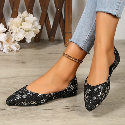 Lightweight and Elegant: Women's Flower Pattern Flat Shoes for Casual Comfort
