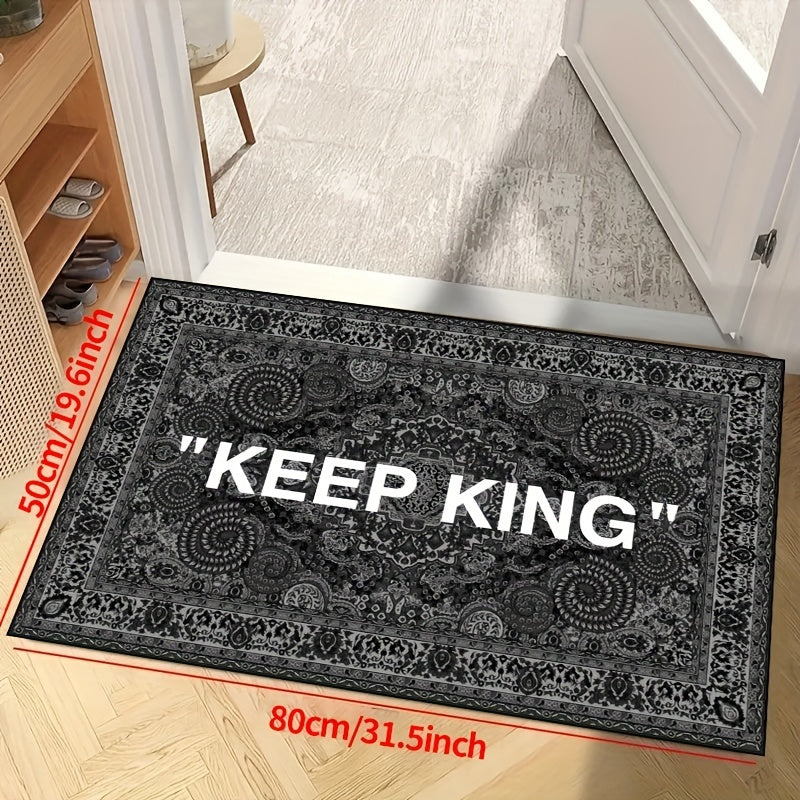 Keep Off: Black and White Non-Slip Resistant Rug - Versatile Waterproo