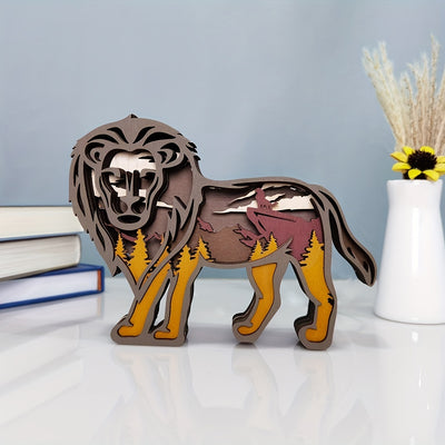 Exquisite Lion Wooden Art Carving Night Light: Perfect for bedroom ambiance and bedtime reading