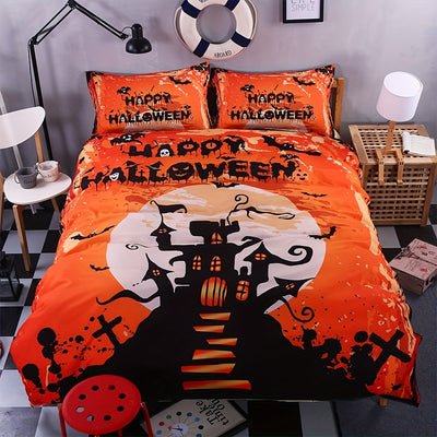 Transform your bedroom into a spooky and sophisticated space with the Halloween Castle Moon Duvet Cover Set. This beautiful bedding set includes a duvet cover and two pillowcases, crafted from premium fabric for superior comfort. Get ready to enjoy a hauntingly beautiful sleep experience in a bedroom of your own design.