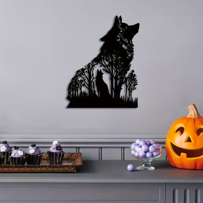 This Enchanting Black Wolf Metal Art Wall Decor is the perfect addition to your home for Halloween. It is crafted from durable metal and features a hauntingly beautiful design with its detailed and intricate black wolf artwork. Transform your home into a Halloween celebration with this hauntingly beautiful metal art wall decor.