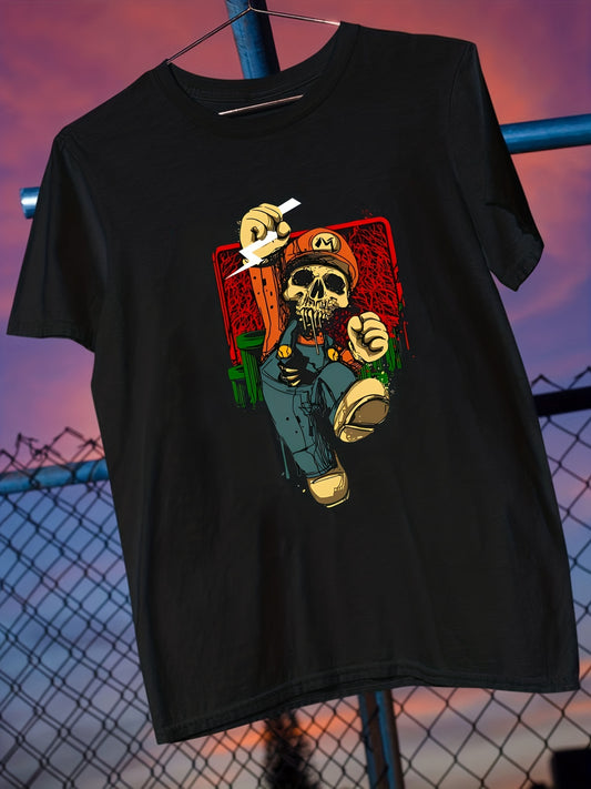 Skull Clown Print Men's Summer Graphic T-Shirt: Unleash Your Dark Side with Style and Comfort