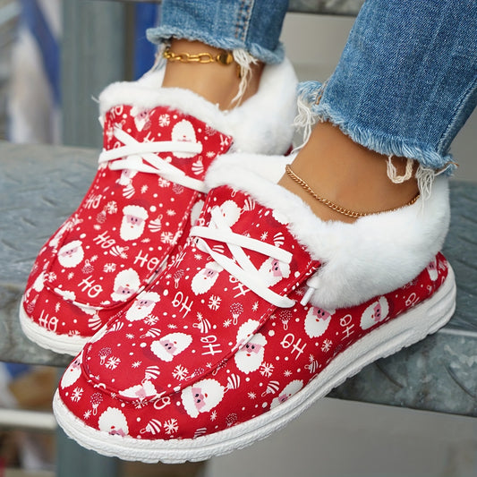 This holiday season stay warm and stylish in the Winter Wonder: Women's Santa Claus Pattern Canvas Shoes. With a soft faux fur inside and a cool and durable canvas outside, these shoes will keep you cozy and comfortable. The Santa Claus design is perfect for any holiday occasion.