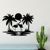 Exquisite Metal Flamingo Palm Tree Sunset Sign: A Perfect Housewarming Gift and Delightful Wall Decor for Your Bedroom and Living Room