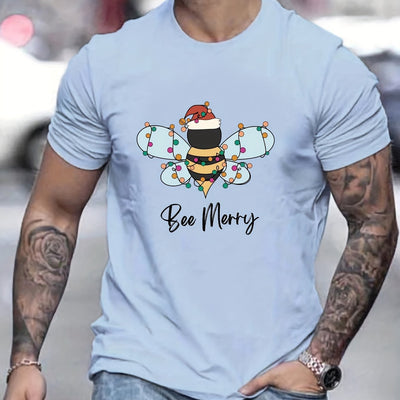 Buzzy Christmas Cheer: Men's Trendy T-Shirt for Stylish Summer Outdoor Looks - Ideal Gift for Men