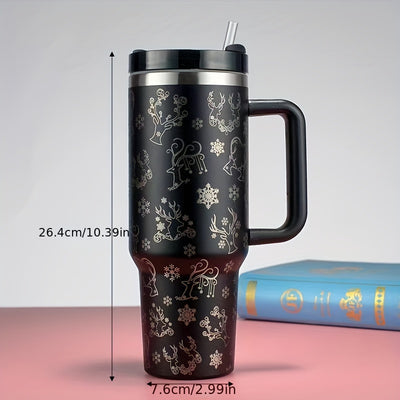 40oz Water Bottles with Christmas Deer - Stylish Thermal and Cold Insulation Car Cup for Mountaineering, Travel, and More - Perfect Halloween, Birthday, or Christmas Gift!