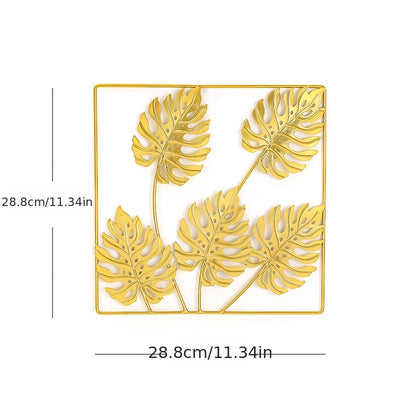 Golden Metal Art Flower Leaves Ornament: Stunning Wall Art Decor for Elegant Home Décor