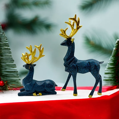 Auspicious Deer Ornaments: Resin Crafts Elk Set for Festive Home Decoration and Gifting