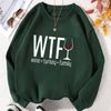 Wine Glass Letter Print Plus Size Casual Sweatshirt: Cozy and Stylish Fall/Winter Essential for Plus Size Women