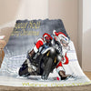 Cozy Up with Santa: Funny Motorcycle Santa Claus Print Blanket