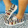 Step into Style and Comfort with Women's Colorful Geometric Print Canvas Loafers