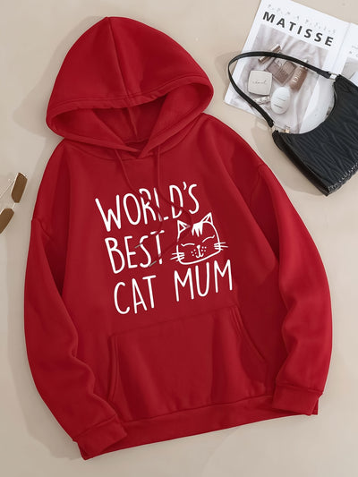 Cute and Cozy Cartoon Letter Cat Print Hoodie: A Must-Have Addition to Women's Fashion