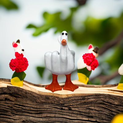 Lucky Duck Hand Gesture Statue: A Creative Garden and Christmas Decoration