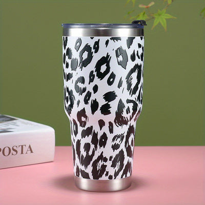 30oz Colors Leopard Stainless Steel Thermal Tumbler, Stanly Car Cups, Portable Drinking Cups, For Car, Home, Office, Summer Drinkware, Travel Accessories, Home Kitchen Items, Birthday Gifts