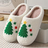 Festive Cartoon Christmas Deer Print Slippers: Slip-On, Non-Slip, Warm and Cozy Indoor Shoes