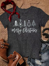 Festive Delight: Christmas Tree Print Crew Neck T-Shirt - A Casual and Stylish Addition to Your Spring/Summer Wardrobe