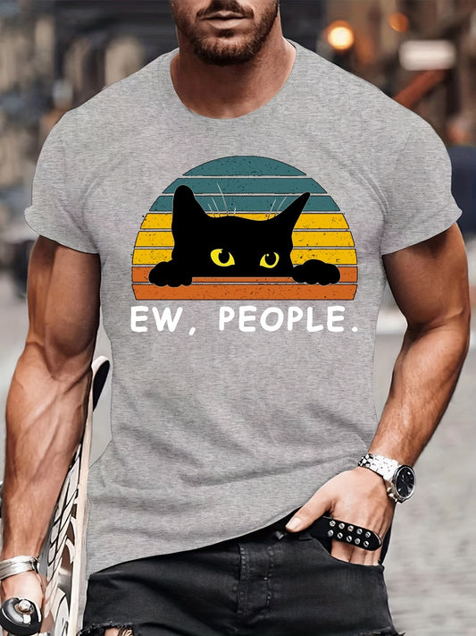 Black Cat Print T-Shirt: Hip Hop Style Tees for a Trendy Summer Holiday Gift