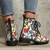 Graffiti-Print Platform Boots: Bold and Versatile Women's Lace-up Ankle Boots