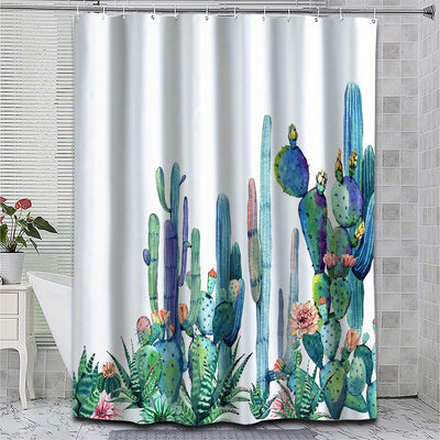 Watercolor Cactus Shower Curtain: Enhance Your Bathroom with Vibrant Cactus Flowers