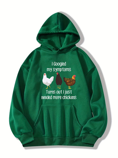 Cute and Cozy: Cartoon Chicken Print Hoodie - A Must-Have for Winter/Fall in Women's Clothing