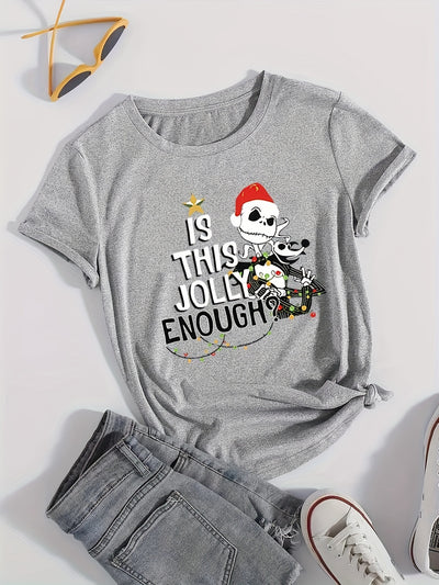 Christmas Skeleton: Festive and Stylish Short Sleeve T-Shirt for Women