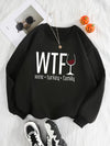 Wine Glass Letter Print Plus Size Casual Sweatshirt: Cozy and Stylish Fall/Winter Essential for Plus Size Women