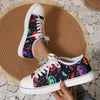 Stylish Women's Printed Canvas Shoes: Lightweight, Lace-Up Sneakers for Christmas and Halloween