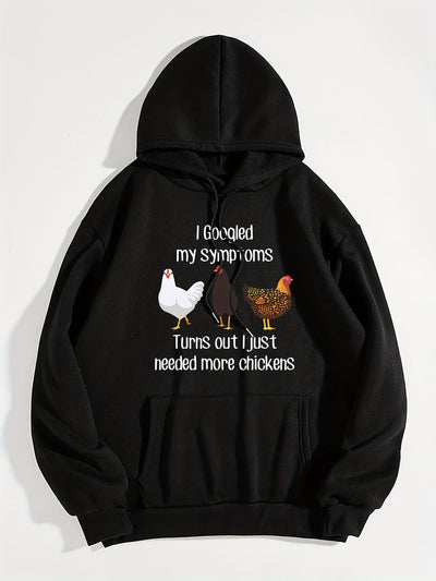 Cute and Cozy: Cartoon Chicken Print Hoodie - A Must-Have for Winter/Fall in Women's Clothing