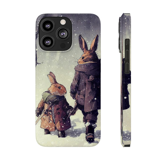 Rabbits in adventurer Phone Case, Rabbit walk in the snow Phone Cases, Case-Mate