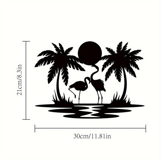 Add a touch of tropical paradise to your home with our Exquisite Metal Flamingo Palm Tree Sunset Sign. This stunning wall decor piece is the perfect housewarming gift, adding a delightful touch to any bedroom or living room. Crafted with exquisite metal and detailed design, it will surely elevate the aesthetic of any space.