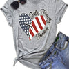 US Flag & Letter Print T-Shirt, Casual Crew Neck Short Sleeve T-Shirt For Spring & Summer, Women's Clothing