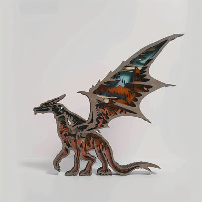 Enchanting Dragon Wooden Art Animal Figurine Lamp for Kids' Bedroom Decor - A Perfect Gift for Dragon Lovers!