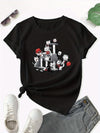 Summer Chic: Cute Graphic Print Crew Neck T-Shirt - Women's Casual Short Sleeve Tee