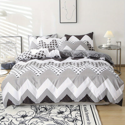 Wave Print Duvet Cover Set: Transform Your Bedroom with Soft, Comfortable Bedding! (1*Duvet Cover + 2*Pillowcases, Without Core)