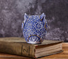 Whimsical Owls Trio: Charming Blue and White Art Decor Ornaments for a Playful Home Decor Touch!