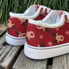 Stylish Women's Christmas Reindeer Pattern Sneakers: Trendy Raw Trim Canvas Shoes for Casual Comfort and Festive Flair