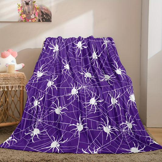 Cozy up this Halloween with our Spider Web Pattern Flannel Blanket!