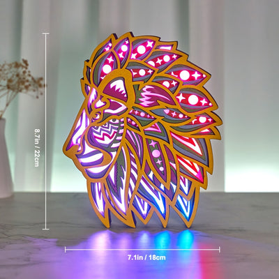 3D Lion Head Wooden Carving LED Night Light: A Majestic Addition to Your Home Decor and Perfect Gift for Christmas