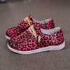 Pink Leopard Print Women's Canvas Shoes - Lightweight, Comfortable, and Fashionable Flat Shoes