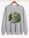 This Stylish and Spooky sweatshirt is perfect for any plus-size woman looking to showcase her Halloween spirit. Crafted with quality materials, it features a striking slogan and skull plant print. Show off your festive fashionista look with this unique sweatshirt.