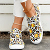 Leopard & Baseball Series Pattern Women's Canvas Shoes - Comfortable Lace-Up Slip-On Canvas Shoes for Casual Wear