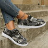 Army Camouflage Women's Canvas Shoes - Comfortable Low Top Walking Loafers with Round Toe