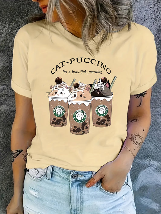 Add a touch of cuteness to your wardrobe with our Adorable Feline Delight T-Shirt. Featuring a sweet cat drinking print, this comfy and stylish addition will make a statement. Made for women who appreciate a unique and playful look.