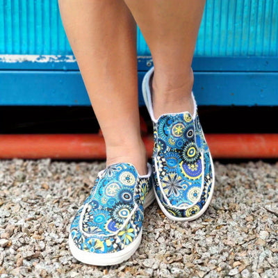 Comfortable Tribal Floral Pattern Canvas Shoes for Women -  Comfortable Low Top Walking Shoes