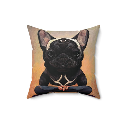 French Bulldog Doing Yoga Love Yoga, Love Cute Animal Bull Dog, Spun Polyester Square Pillow