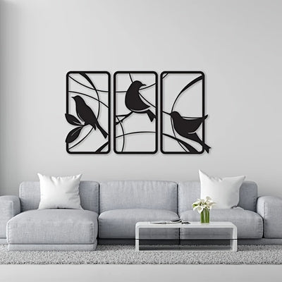 Exquisite Paradise Bird Metal Wall Art Trio: A Stunning Piece for Home Decoration