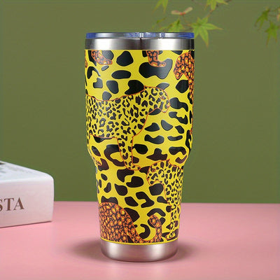 30oz Colors Leopard Stainless Steel Thermal Tumbler, Stanly Car Cups, Portable Drinking Cups, For Car, Home, Office, Summer Drinkware, Travel Accessories, Home Kitchen Items, Birthday Gifts